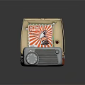 Vintage Retro Record Player Speaker System Open Case With Vinyl Record And Classic Design