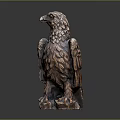 Eagle Sculpture With Detailed Bronze Colored Wings And Standing Claws Figure