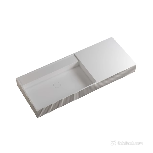 Modern Minimalist White Rectangular Washbasin With Sleek Surface And Textured Edges 3d model 