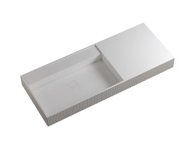 Modern Minimalist White Rectangular Washbasin With Sleek Surface And Textured Edges 3d model