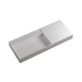 Modern Minimalist White Rectangular Washbasin With Sleek Surface And Textured Edges