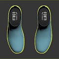 Turquoise Ankle Boots With Yellow Platform Sole And Black Trim Design
