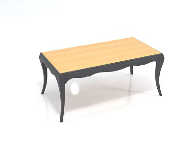 Elegant Modern Coffee Table Featuring Light Wood Top And Black Curved Legs 3d model