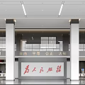 Spacious Modern Hotel Lobby Interior With White Columns Seating And Lighting