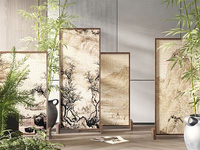 new chinese style screen 3d model