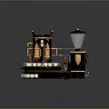 Vintage Kitchen Coffee Machine With Copper Black Design Metal Grinder And Cups