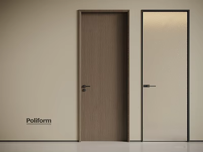 Poliform Hinged Doors With Wooden And Light Colored Finishes For Modern Interior 3d model