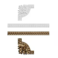 White and Gold Gypsum Cornice with Ornate Carvings for Wall and Corner Decor