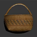 Brown Handwoven Basket With Handle And Woven Texture For Home Storage