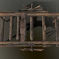 Traditional Ancient Wooden Farming Tool Structure With Spoked Wheels Metal Components And Frame