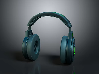 Sleek Over Ear Headphones With Green LED Lights And Modern Ergonomic Design 3d model