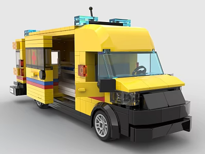 Lego toy blocks ambulance life-saving car 3d model