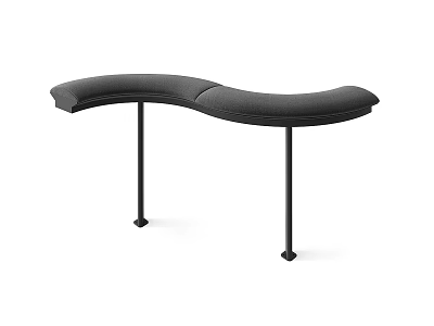 Modern Public Chair With Curved Upholstered Seat And Black Metal Legs 3d model