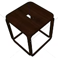 Modern Dark Brown Wooden Side Table With Perforated Top And Square Frame 3d model