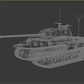 Military Tank With Camouflage Pattern Number 145 Gun Barrel And Metal Tracks