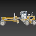 Yellow Heavy Duty Grader with Large Tires Cab and Mechanical Structure 3d model