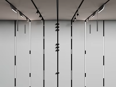 Modern Ceiling Track System With Adjustable Downlights And Spotlights For Interior Lighting 3d model