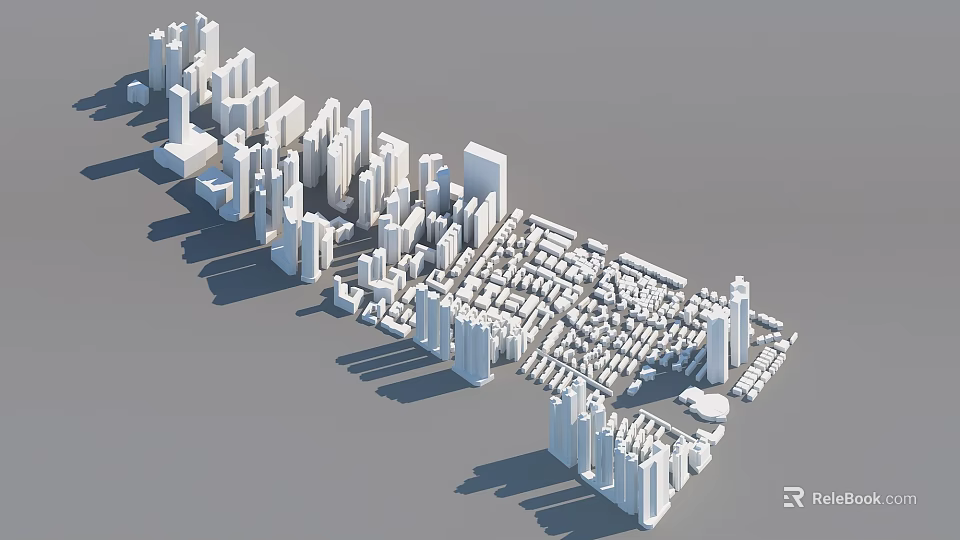 Modern Urban Building Complex 3D Model With High Rise Structures Various Shapes 3d model