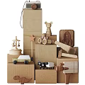 Wooden Dolls Collection With Cow Figure Wooden Horse Small Car And Blocks
