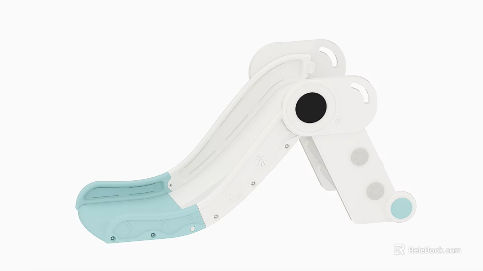 White and Light Blue Kids Indoor Slide With Curved Track And Simple Safe Design 3d model 