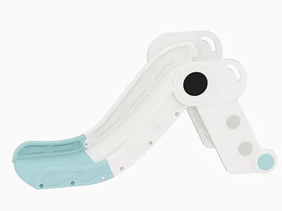 White and Light Blue Kids Indoor Slide With Curved Track And Simple Safe Design 3d model