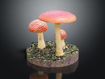 Modern mushroom straw mushroom poisonous mushroom 3d model