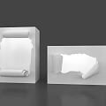 White Decorative Containers Featuring Rolled Edges And Torn Paper Details 3d model