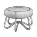 Beige Upholstered Sofa Stool with Curved Wooden Legs Modern Design