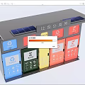 Public Garbage Classification Facility With Solar Panels And Colorful Sorting Bins 3d model