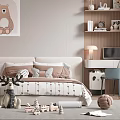 Cozy Kids Room Interior With Bed Bear Painting Bookshelf Desk Blue Chair And Toys