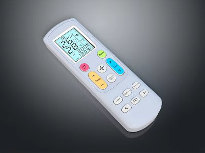 Television Remote Control With Color Buttons Digital Display Showing Time And Temperature 3d model