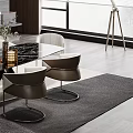 Modern Luxury Dining Table Set With Marble Top And Metal Leg Chairs