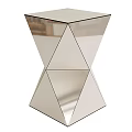 Modern Contemporary Side Table Featuring Geometric Mirrored Panels And Triangular Structure Design 3d model