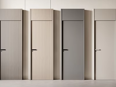 Modern Minimalist Flush Doors with Sleek Design and Multiple Color Options for Interior Spaces 3d model