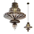 Elegant Ribbed Glass Chandelier With Layered Design Two Sizes For Home Decor