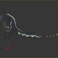 Colorful Multi Armed Fantasy Game Movie Character With Umbrella Shaped Head And Striped Limbs