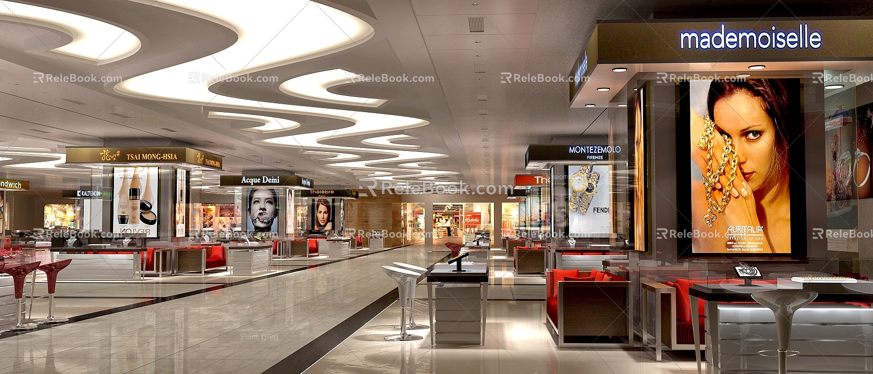 High-end shopping mall lobby model