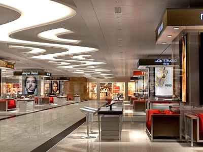 High-end shopping mall lobby model