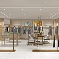 Modern Clothing Store Interior With Men's Apparel Display Shelves And Glass Counter