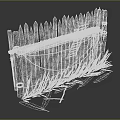 Rustic Wooden Fence With Pointed Tops And Twine Bindings Near Green Leaves