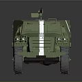 Green 558 Military Functional Vehicle With Six Wheels Mounted Weapon Red Windows And White Stripes