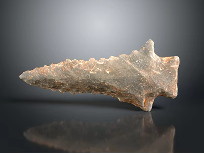 Ancient Stone Arrowhead Primitive Weapon With Rough Texture From Prehistoric Era 3d model
