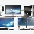 Modern Computer Setup With Multiple Monitors Laptops Desktop PC Keyboard Mouse And Ring Light 3d model