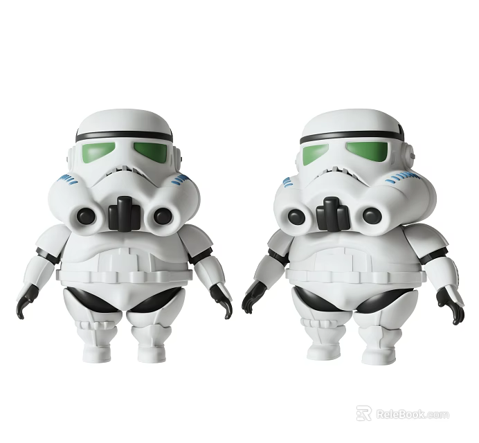 Two Star Wars Stormtrooper Action Figures With White Armor Green Goggles 3d model