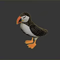 Adorable Puffin with Black Back White Belly Orange Beak and Feet as Flying Animal