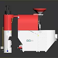 Red and Gray Industrial Equipment with Hopper Control Panel and Processing Function 3d model