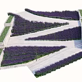 Geometric Roadway Facilities Design With Lavender Flower Beds Green Belts And Stone Pavements