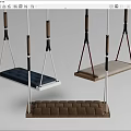 Outdoor Colorful Hanging Playground Swings With Soft Cushioned Seats And Wooden Bases