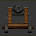 Vintage Antique Cannon With Metal Barrel And Wooden Carriage On Wheels