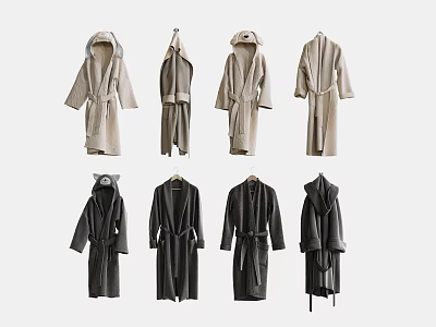Soft Cozy Bath Robes In Various Styles And Neutral Colors For Loungewear 3d model